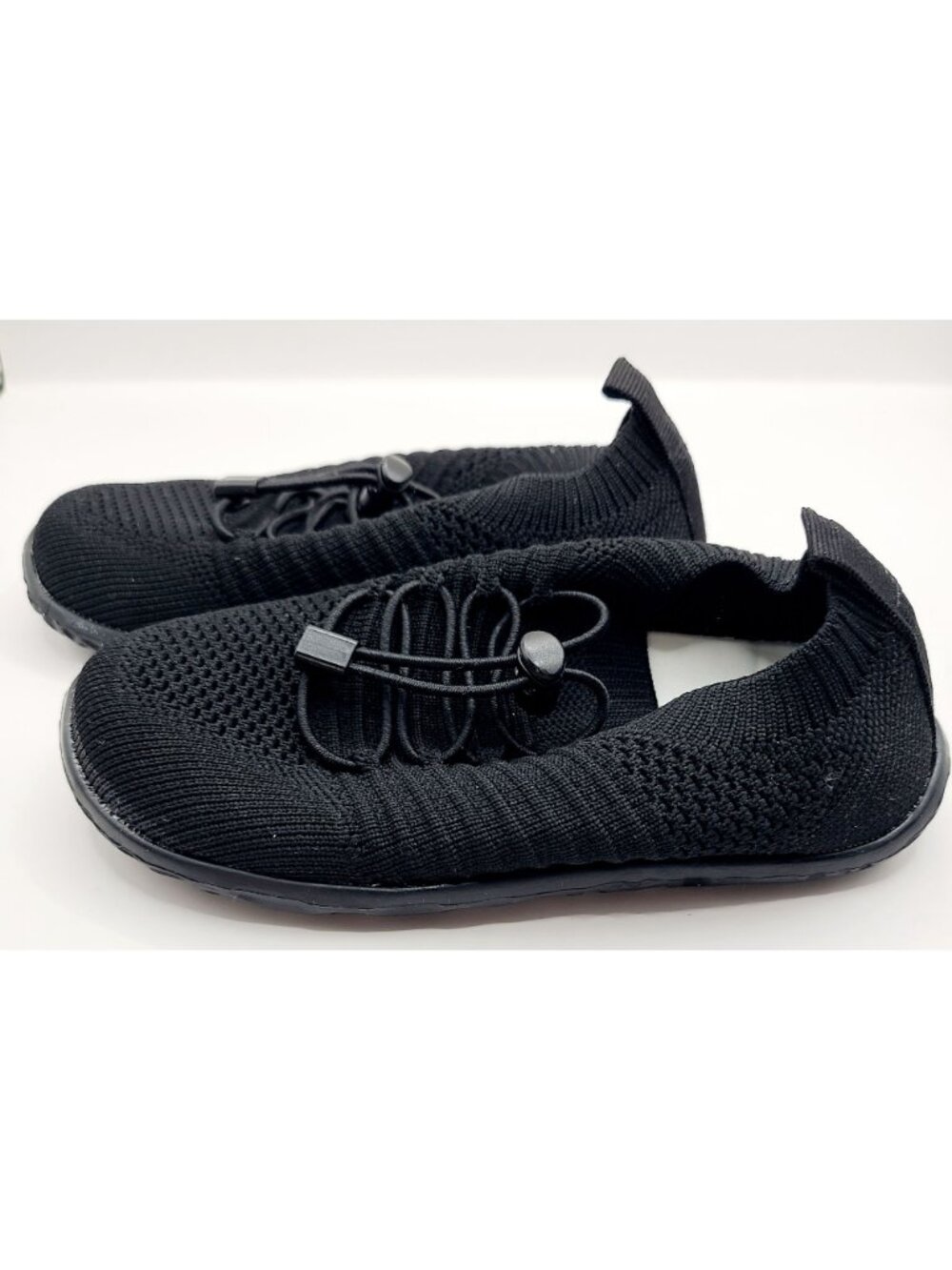Kids Slip On Black Shoes Unisex Breathable Knit Elastic Drawstring Size 10 Youth - Picture 3 of 7